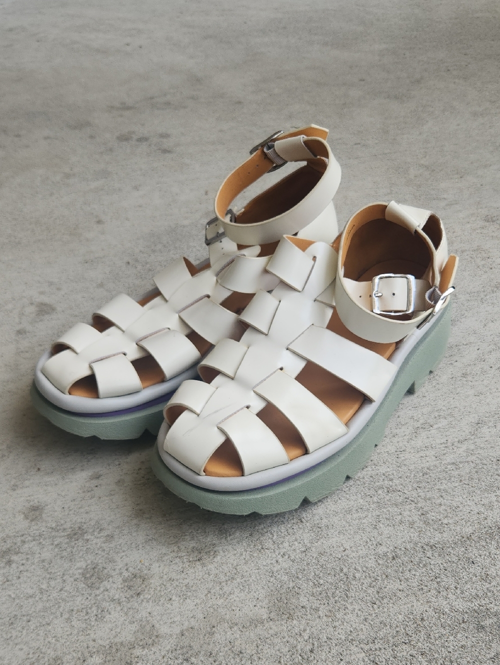 4CCCCEES Platform Cruch Queen Fisherman Flats, Size 41/10.5 US
